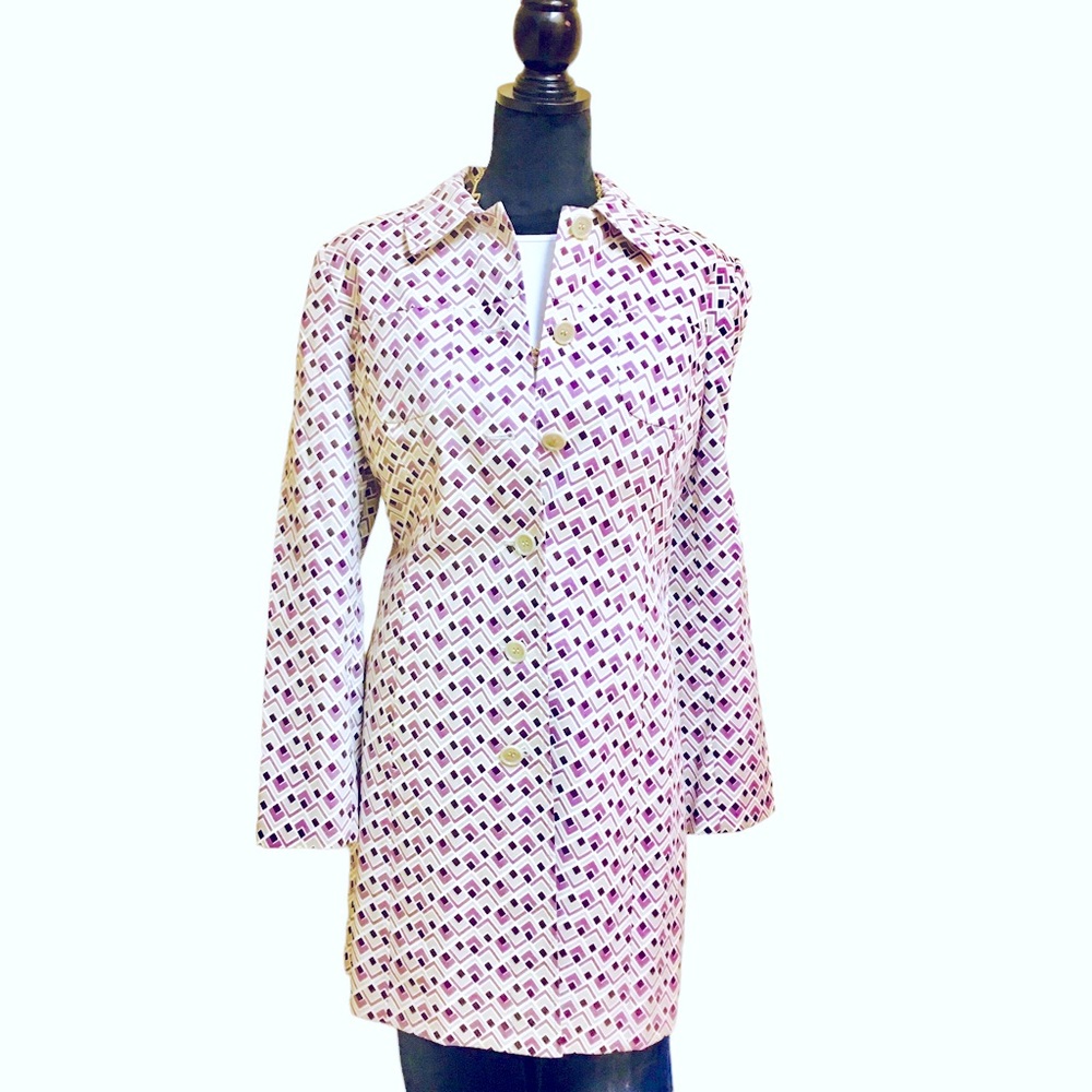 🌦️Loft Purple, tan and white Trench Coat Sz. L
